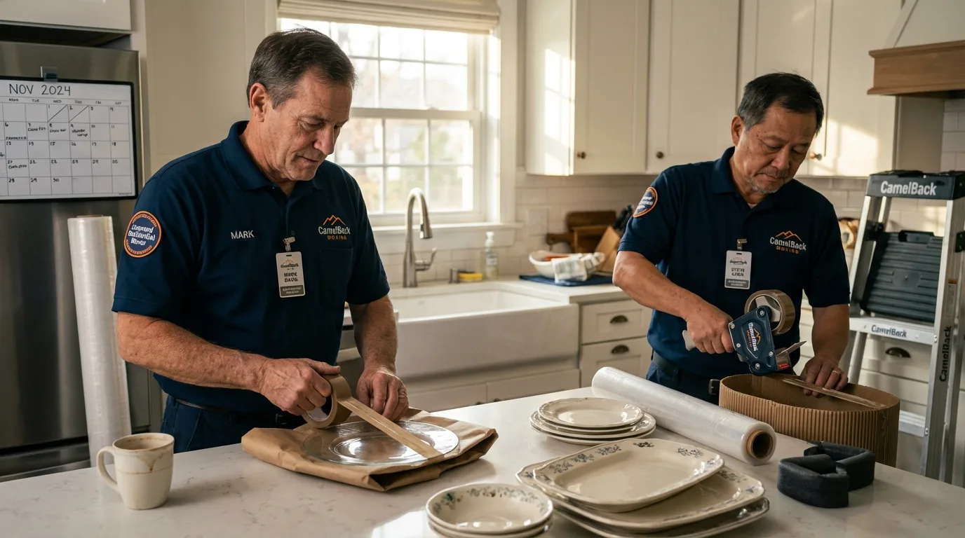 Professional crew packing kitchen dishware in Happy Camp, CA